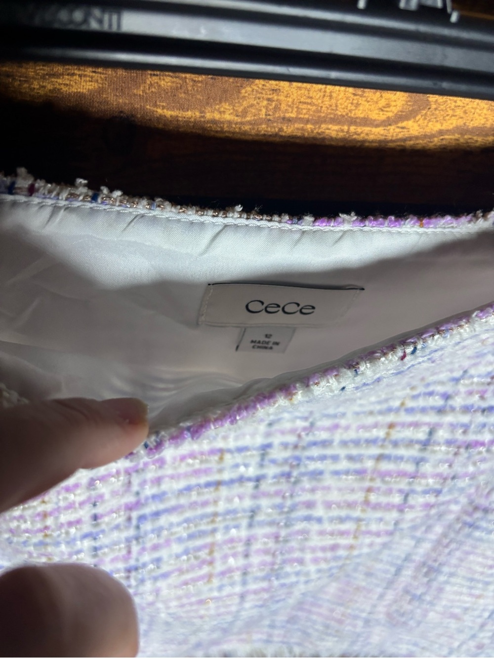 CeCe Lavender Tweed Mini Skirt with Pastel Accents NWT 12 - Picture 7 of 12